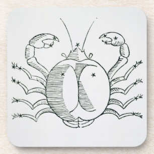 Kanker (de krab) een illustratie uit de 'Poëtisch Drankjes Onderzetter