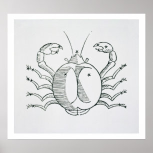 Kanker (de krab) een illustratie uit de 'Poëtisch' Poster