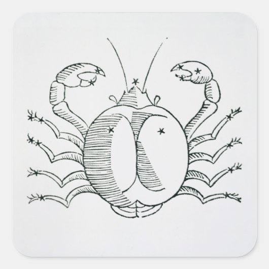 Kanker (de krab) een illustratie uit de 'Poëtisch' Vierkante Sticker (Voorkant)