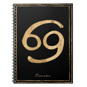 Kanker de krab gehammerde gouden gestileerde astro notitieboek