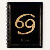 Kanker de krab gehammerde gouden gestileerde astro notitieboek (Voorkant)