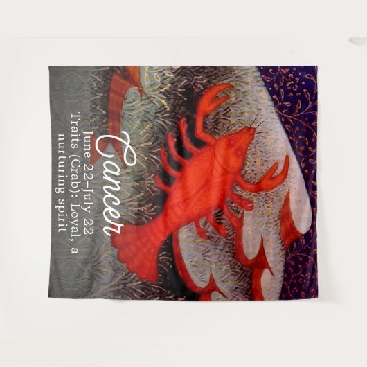 Kanker de Krab Zodiac teken Verjaardagsfeest Wandkleed (Voorkant (horizontaal))