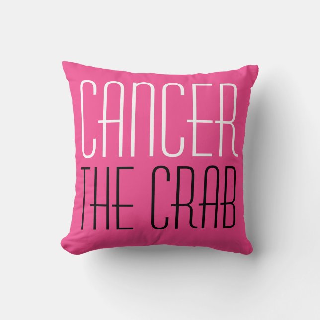Kanker De Krab Zodiac Typografie Hot Pink Kussen (Voorkant)