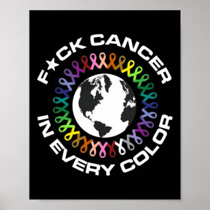 Kanker de wereld uit in elke kleur Wereldkankerdag Poster