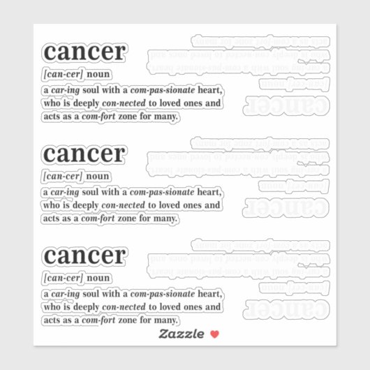 Kanker Definitie Esthetisch Astrologie Cadeau Sticker (Vel)