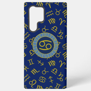 Kanker Dierenriem+Astrologie Symbolen Patroon Goud Samsung Galaxy Hoesje
