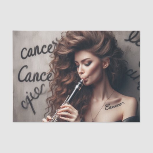 Kanker Dierenriem Muzikant Klarinet Decoupage Tissuepapier (Voorkant)