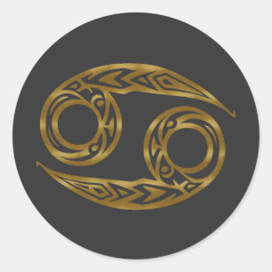 Kanker Dierenriem - Tribal Gold Ronde Sticker