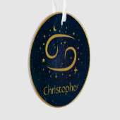 Kanker dierlijk goudsymbool gouden gouden blauwgep ornament (voorkant)