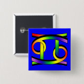 Kanker en Gemini GLBT Vierkante Button 5,1 Cm (Voorkant /achterkant)
