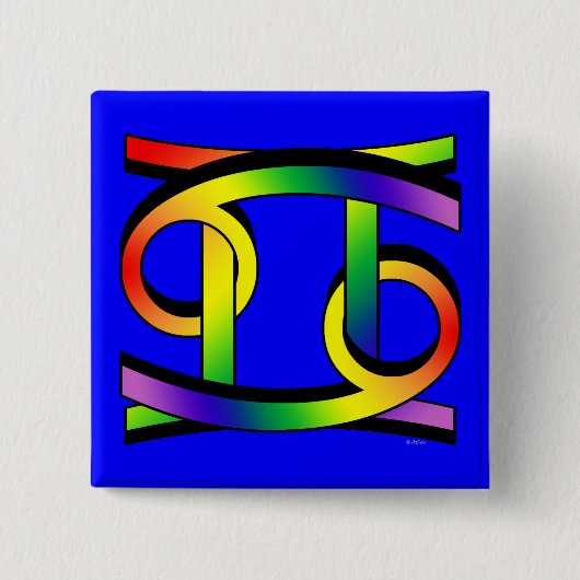Kanker en Gemini GLBT Vierkante Button 5,1 Cm (Voorkant)