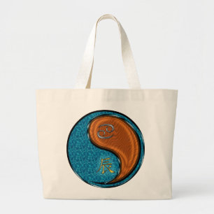 Kanker en hout draak grote tote bag