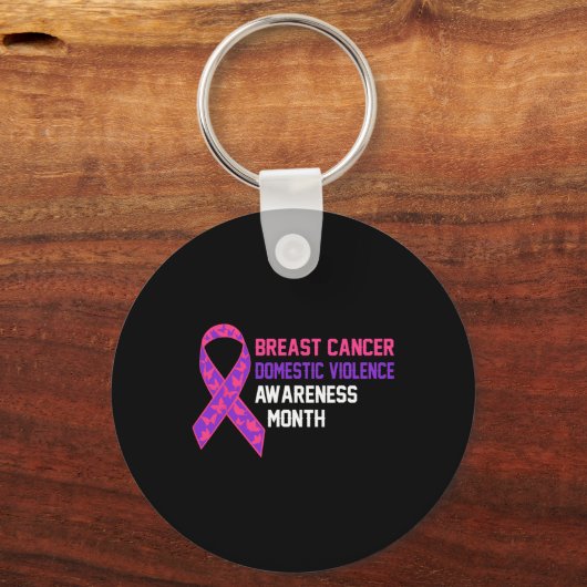 Kanker en huiselijk geweld Awareness Month Support Sleutelhanger (Voorkant)