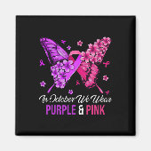 Kanker en huiselijk geweld Bewustzijn vlinder 1 Magneet (Voorkant)