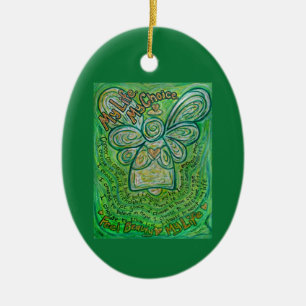 Kanker Gedicht Groene Engel Kunst Aangepast Cadeau Keramisch Ornament