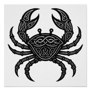 Kanker — Gehaante Inkt Zodiac Kreeft Perfect Poster