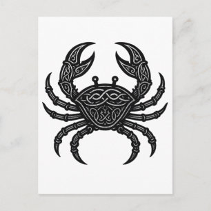Kanker — Geplaagde Inkt Zodiac Krab Briefkaart