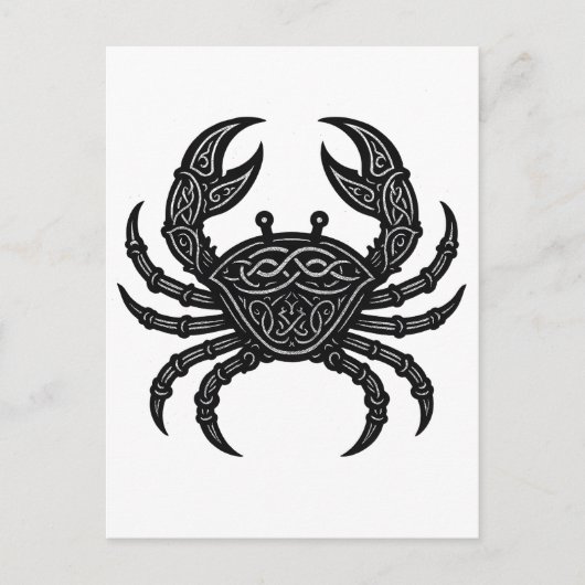 Kanker — Geplaagde Inkt Zodiac Krab Briefkaart (Voorkant)