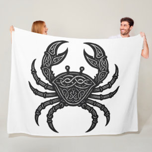 Kanker — Geplaagde Inkt Zodiac Krab Fleece Deken