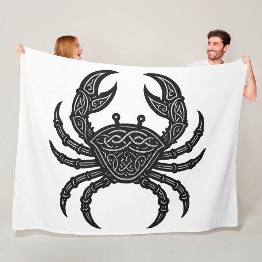 Kanker — Geplaagde Inkt Zodiac Krab Fleece Deken (In situ)