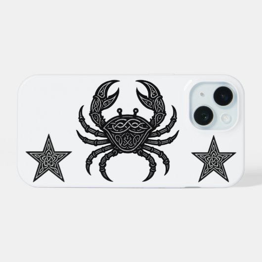 Kanker — Geplaagde Inkt Zodiac Krab iPhone 15 Case (Achterkant horizontaal)