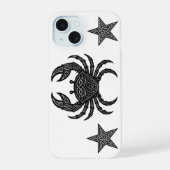 Kanker — Geplaagde Inkt Zodiac Krab iPhone 15 Case (Achterkant)