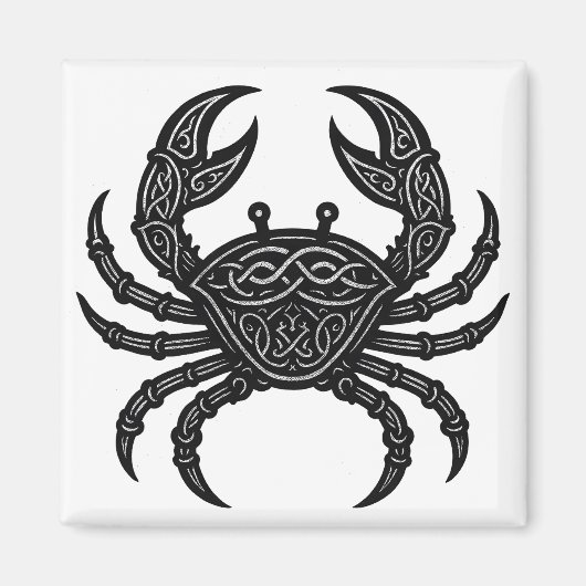 Kanker — Geplaagde Inkt Zodiac Krab Magneet (Voorkant)