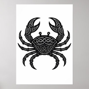 Kanker — Geplaagde Inkt Zodiac Krab Poster