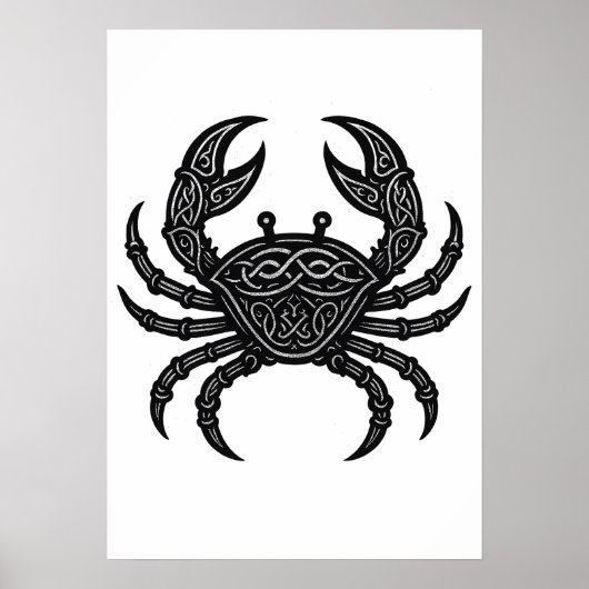 Kanker — Geplaagde Inkt Zodiac Krab Poster (Voorkant)