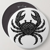 Kanker — Geplaagde Inkt Zodiac Krab Ronde Button 6,0 Cm (Voorkant /achterkant)