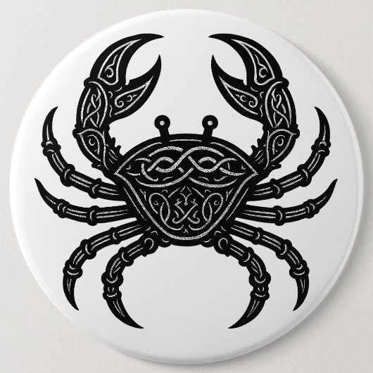 Kanker — Geplaagde Inkt Zodiac Krab Ronde Button 6,0 Cm (Voorkant)