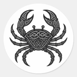 Kanker — Geplaagde Inkt Zodiac Krab Ronde Sticker