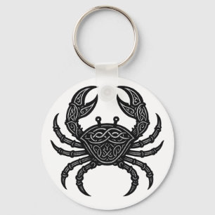 Kanker — Geplaagde Inkt Zodiac Krab Sleutelhanger