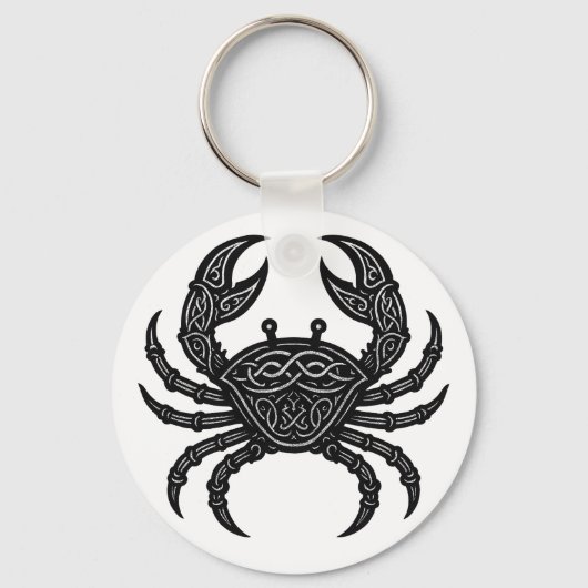 Kanker — Geplaagde Inkt Zodiac Krab Sleutelhanger (Voorkant)