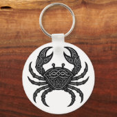 Kanker — Geplaagde Inkt Zodiac Krab Sleutelhanger (Voorkant)