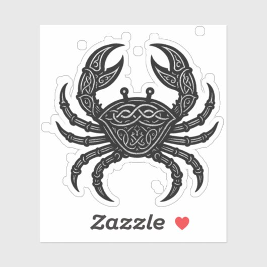 Kanker — Geplaagde Inkt Zodiac Krab Sticker (Vel)