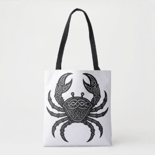 Kanker — Geplaagde Inkt Zodiac Krab Tote Bag