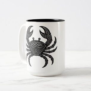Kanker — Geplaagde Inkt Zodiac Krab Tweekleurige Koffiemok