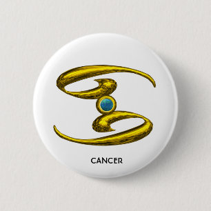 KANKER GOLD ZODIAC BIRTHDAY JEWEL MET BLUE OPALE RONDE BUTTON 5,7 CM