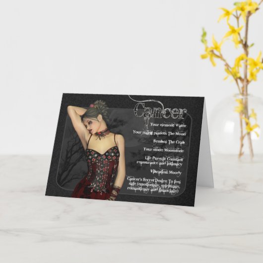 Kanker Gothic Zodiac Verjaardag Kaart (Gele Bloem)