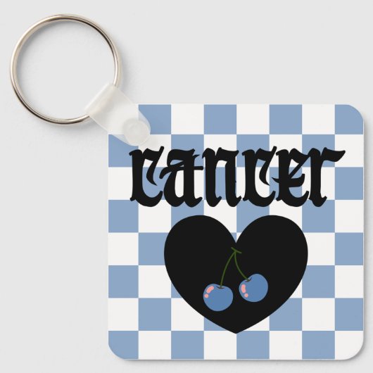 Kanker Gotische Esthetische Geruite Kersen Ontwerp Sleutelhanger (Voorkant)