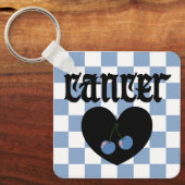 Kanker Gotische Esthetische Geruite Kersen Ontwerp Sleutelhanger (Voorkant)
