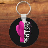 Kanker haar gevecht is mijn strijd roze bokshandsc sleutelhanger (Voorkant)