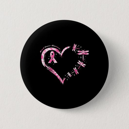 Kanker Hart Libellen Bewustzijn Vrouwen Kinderen M Ronde Button 5,7 Cm (Voorkant)