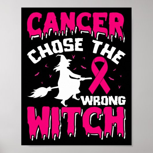 Kanker heeft de verkeerde roze heksenhoed Hallowee Poster (Voorkant)