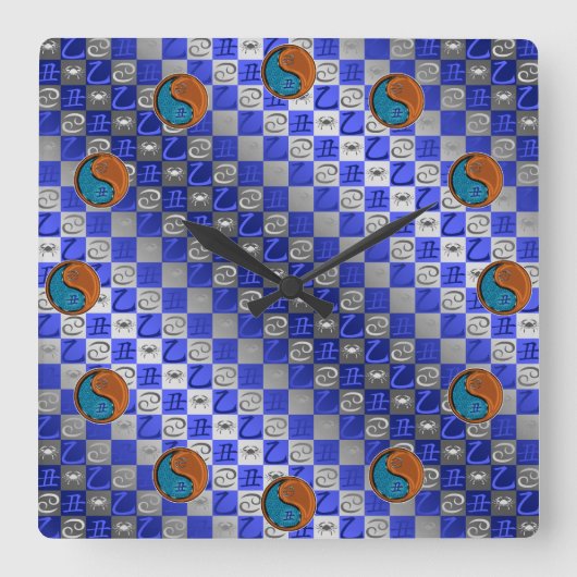 Kanker & Houten Os Vierkante Klok (Voorkant)