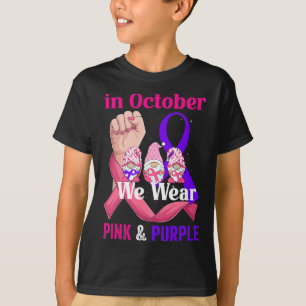 Kanker Huiselijk Geweld Bewustzijn Roze Paarse Lin T-shirt