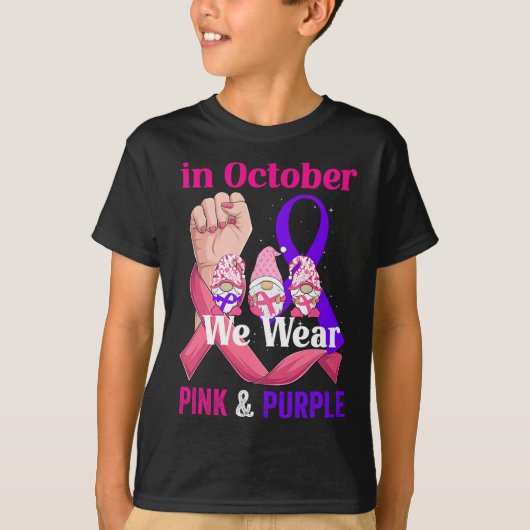 Kanker Huiselijk Geweld Bewustzijn Roze Paarse Lin T-shirt (Voorkant)