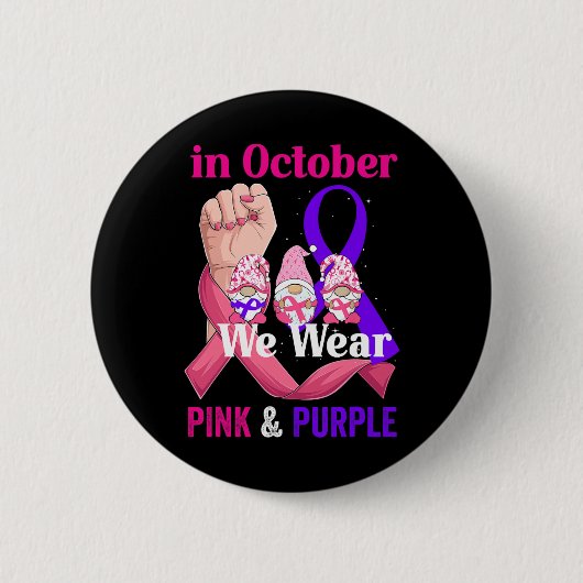 Kanker Huiselijk Geweld Bewustzijn Roze Paarse Rib Ronde Button 5,7 Cm (Voorkant)