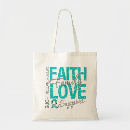 Kanker Inspirerende slogan Collage Ovarian Cancer Tote Bag (Voorkant)